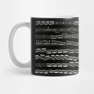 music notes - sheet music white on black Mug